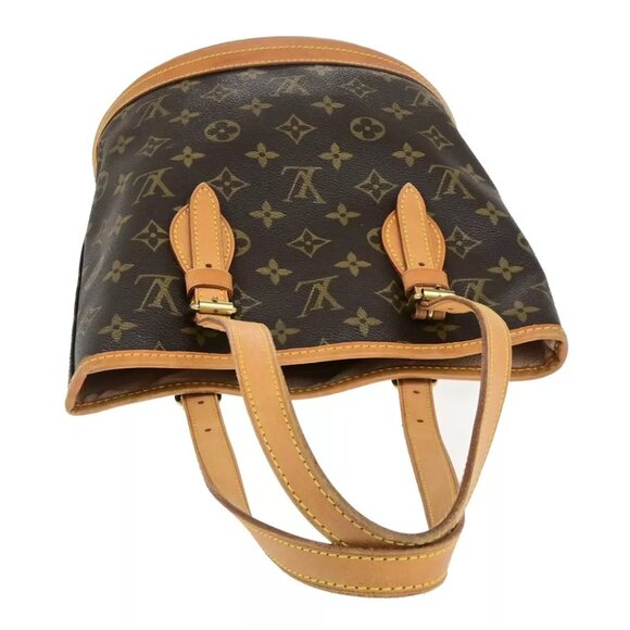 LOUIS VUITTON BUCKET PM Shoulder Tote Bag Monogram Leather Brown M42238 98KA454 - Picture 6 of 16